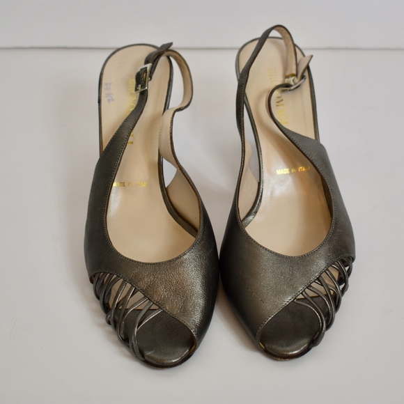 Vintage Women's Bruno Magli Pewter Slingback Heels 40/9 - Picture 3 of 6